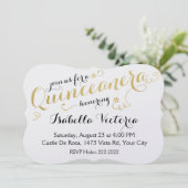Gouden Script Quinceanera Kaart (Staand voorkant)