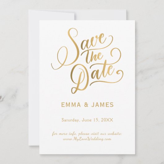 Gouden Script Save the Date Kaart (Voorkant)