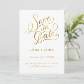 Gouden Script Save the Date Kaart (Staand voorkant)