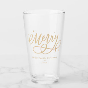 Gouden Script Sparkly Bubbly Merry Holiday Gift Glas