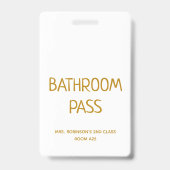 Gouden Script Terug Naar School Badkamer Hal Pas Badge (Achterkant)