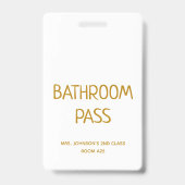 Gouden Script Terug Naar School Badkamer Hal Pas Badge (Achterkant)