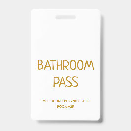 Gouden Script Terug Naar School Badkamer Hal Pas Badge