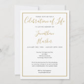 Gouden script uitvaart foto viering van het leven kaart (Achterkant)