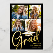 Gouden Script Verloop Foto Collage Aankondiging (Voorkant)