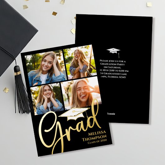 Gouden Script Verloop Foto Collage Aankondiging 
