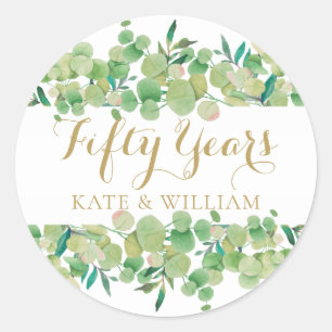Gouden Script Vijftig jaar 50ste bruiloft Jubileum Ronde Sticker