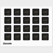 Gouden Script Vijftig Modern Zwart 50ste Verjaarda Vierkante Sticker (Vel)