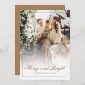 Gouden Script Vrolijk en helder kerstfoto Feestdagenkaart (Voorkant / Achterkant)