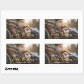 Gouden script vrolijke kerststerren foto elegant rechthoekige sticker (Vel)