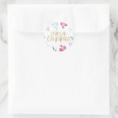 Gouden script waterverf floral kerst sticker (Tas)