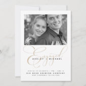 Gouden Script Waterverf Photo Engagement Party Kaart (Voorkant)