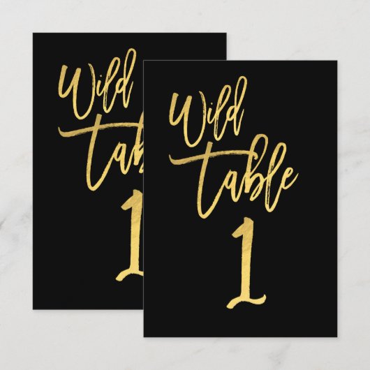 Gouden Script Wilde Verjaardagsfeest Tafel Nummer  Kaart (Voorkant / Achterkant)