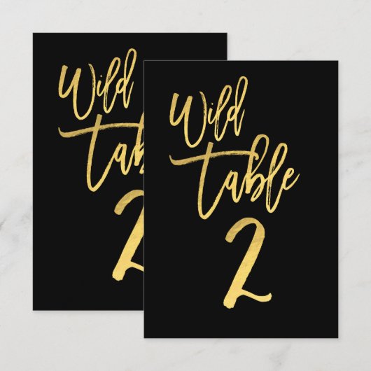 Gouden Script Wilde Verjaardagsfeest Tafel Nummer  Kaart (Voorkant / Achterkant)