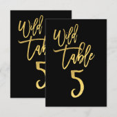 Gouden Script Wilde Verjaardagsfeest Tafel Nummer  Kaart (Voorkant / Achterkant)
