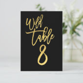 Gouden Script Wilde Verjaardagsfeest Tafel Nummer  Kaart (Staand voorkant)