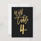 Gouden Script Wilde Verjaardagsfeest Tafel Nummer  Kaart (Voorkant)