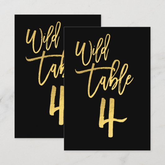 Gouden Script Wilde Verjaardagsfeest Tafel Nummer  Kaart (Voorkant / Achterkant)