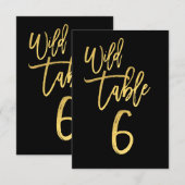 Gouden Script Wilde Verjaardagsfeest Tafel Nummer  Kaart (Voorkant / Achterkant)