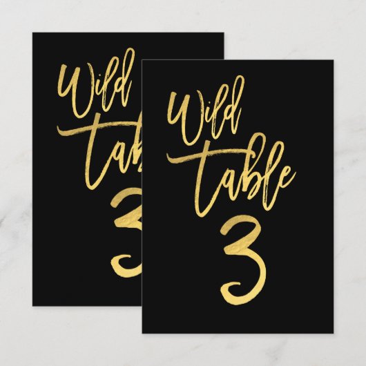 Gouden script wilde verjaardagsfeest tafelnummer 3 (Voorkant / Achterkant)