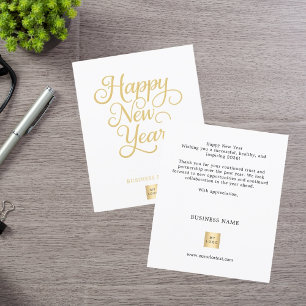 Gouden script zakelijk logo Nieuwjaarsgroeten Flyer