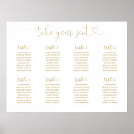 Gouden script zitplaatskaart tafelnummer bord poster