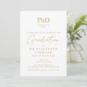 Gouden Scriptie PhD Graad Foto Afstudeerfeest Kaart (Staand voorkant)