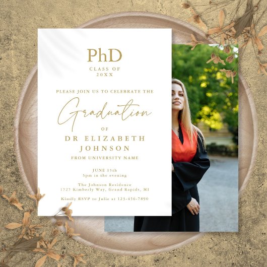 Gouden Scriptie PhD Graad Foto Afstudeerfeest Kaart