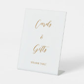 Gouden scriptkaarten cadeauteken reclamebord met voetstuk (Voorkant)