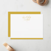 Gouden scriptnaam met randontwerp notitiekaartje (Voorkant / Achterkant in situ)