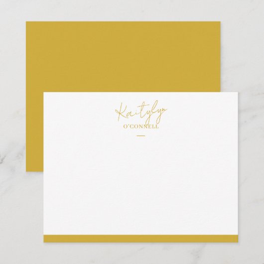 Gouden scriptnaam met randontwerp notitiekaartje (Voorkant / Achterkant)