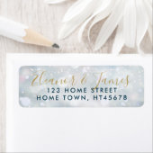 Gouden scriptnaam Winter Sneeuw Scene Retouradres Etiket (Insitu)