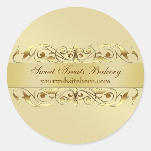 Gouden Scroll Cupcake Baking Label Sticker (Voorkant)