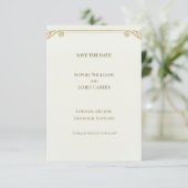 Gouden Scroll Save The Date Kaart (Staand voorkant)
