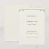 Gouden Scroll Save The Date Kaart (Voorkant / Achterkant)