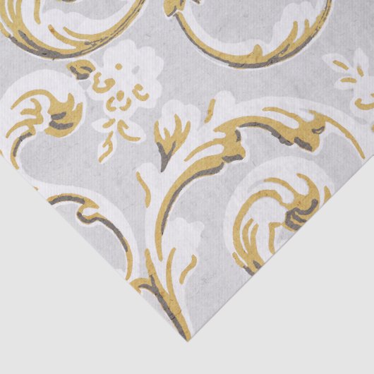 Gouden Scroll Swirl Grijs  Patroon Decoupage Tissuepapier (Detail)