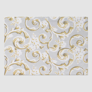 Gouden Scroll Swirl Grijs  Patroon Decoupage Tissuepapier