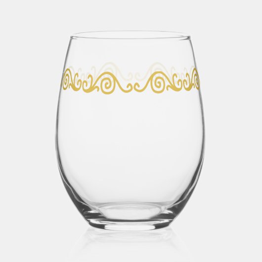 Gouden scrollwork wijnglas zonder voet (Voorkant)