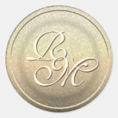 Gouden Seal Glitter Look Monogram Initialen Ronde Sticker (Voorkant)