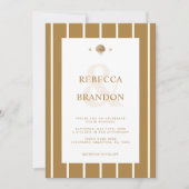 Gouden Seashell Monogram Kust Alles in Een Huwelij Kaart (Voorkant)