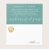 Gouden Seashell Place Card met Beach Donation Gedi Visitekaartje (Buitenkant ongevouwen)