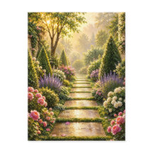 Gouden Secret Garden Path Bloemrijke Wenskaart