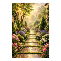Gouden Secretetuin Pad Olie Schilderij Poster