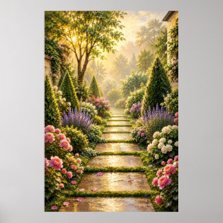 Gouden Secretetuin Pad Olie Schilderij Poster