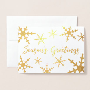 Gouden Seizoen Greetings Script Snowflakes Folie Kaarten