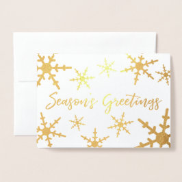 Gouden Seizoen Greetings Script Snowflakes Folie Kaarten