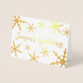 Gouden Seizoen Greetings Script Snowflakes Folie Kaarten (Voorkant)