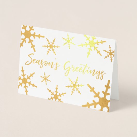 Gouden Seizoen Greetings Script Snowflakes Folie Kaarten (Voorkant)