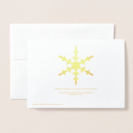 Gouden Seizoen Greetings Script Snowflakes Folie Kaarten (Met envelop)