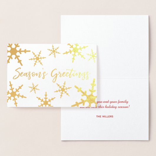 Gouden Seizoen Greetings Script Snowflakes Folie Kaarten (Display)